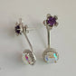 Amethyst Flower Stud Earrings with Beautiul (Removable) Rainbow Topaz Dangles - A+ Stuff - Earrings - A+ Stuff