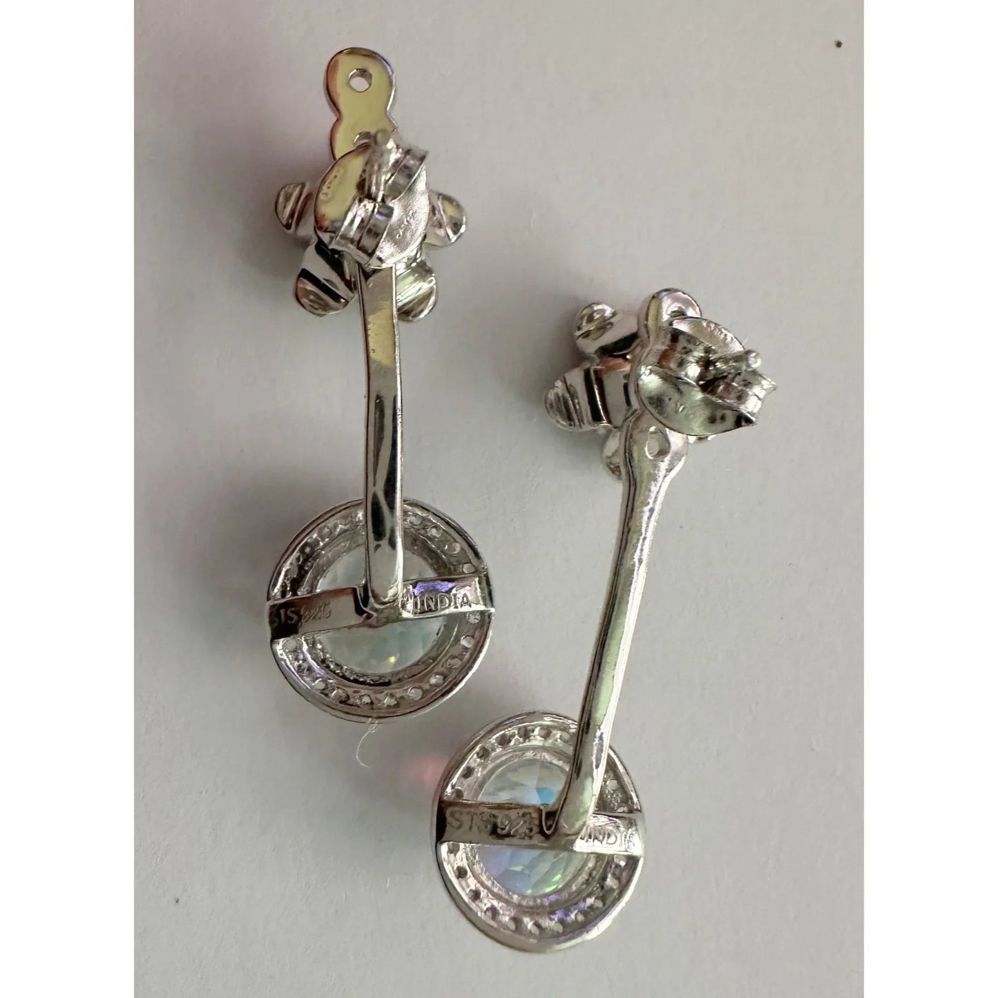 Amethyst Flower Stud Earrings with Beautiul (Removable) Rainbow Topaz Dangles - A+ Stuff - Earrings - A+ Stuff