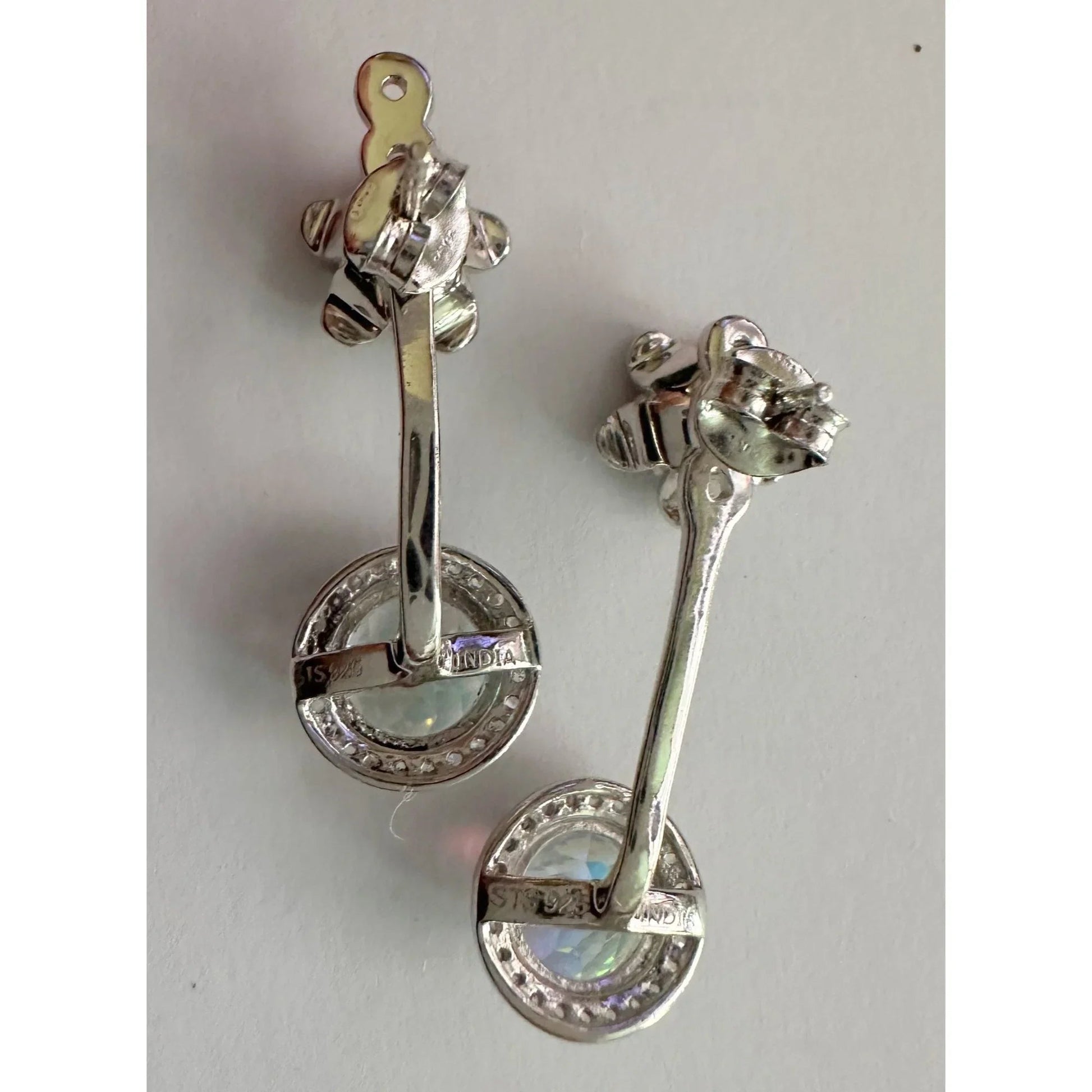 Amethyst Flower Stud Earrings with Beautiul (Removable) Rainbow Topaz Dangles - A+ Stuff - Earrings - A+ Stuff