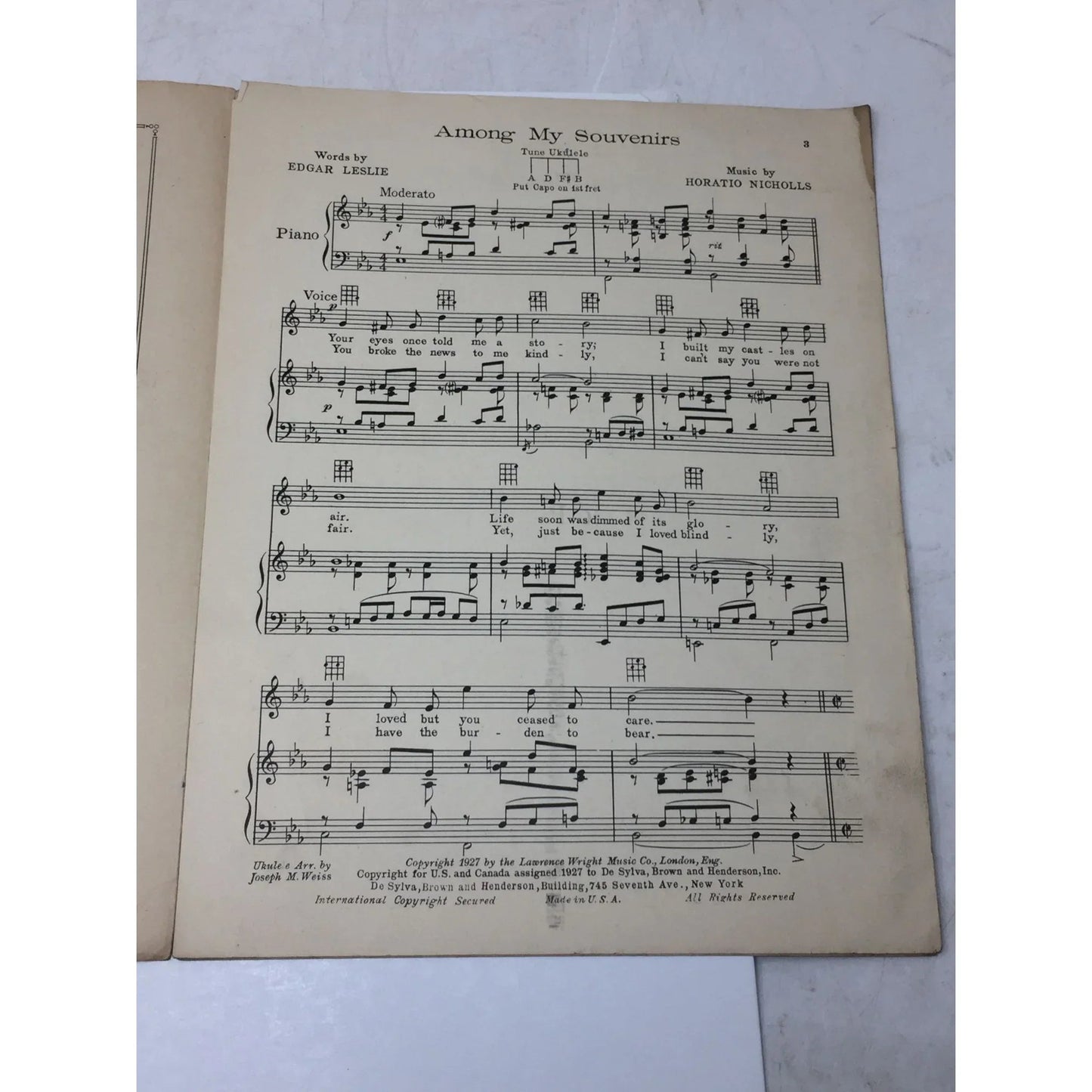''Among my Souvenirs'' 1927 Sheet Music - A+ Stuff - Sheet Music - A+ Stuff