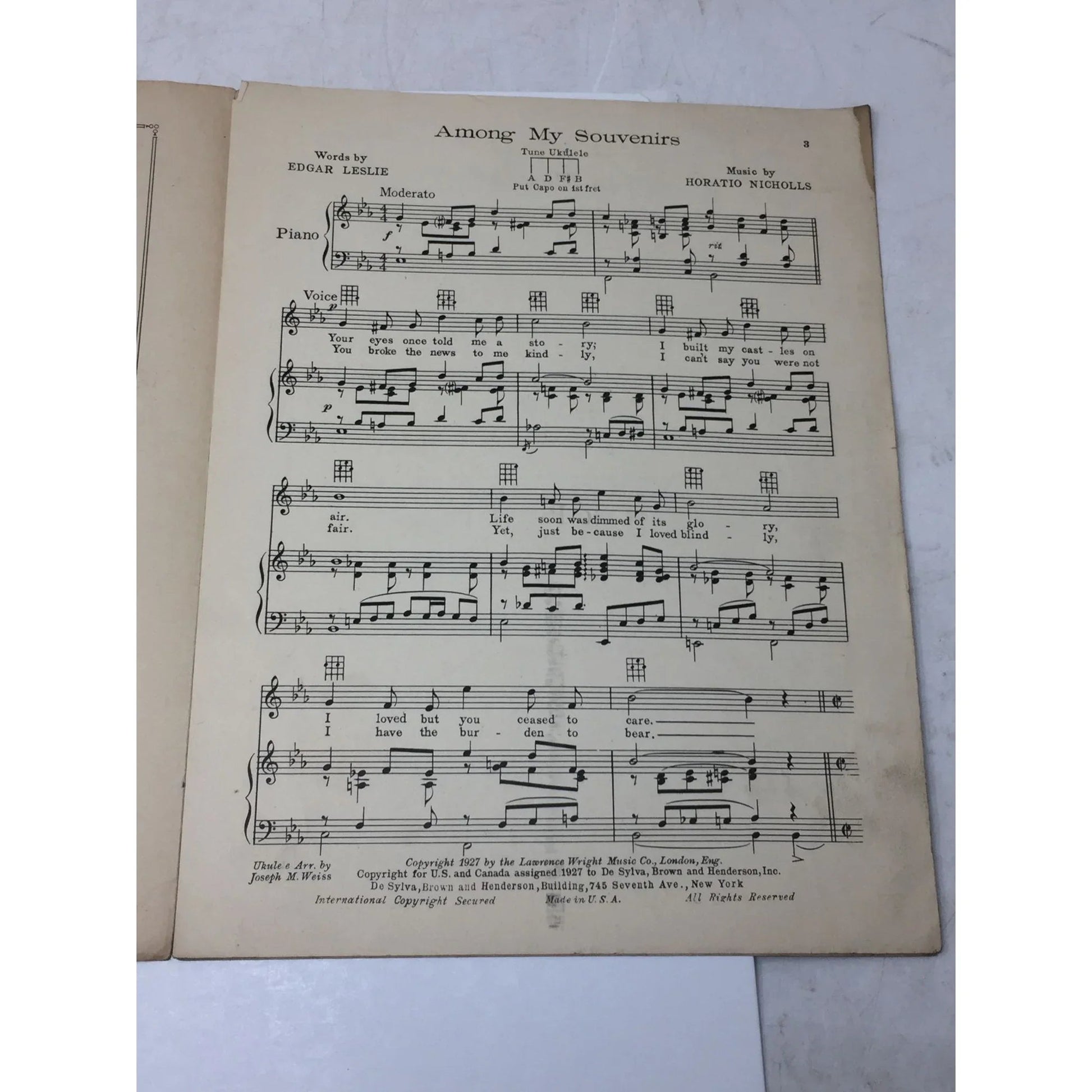 ''Among my Souvenirs'' 1927 Sheet Music - A+ Stuff - Sheet Music - A+ Stuff