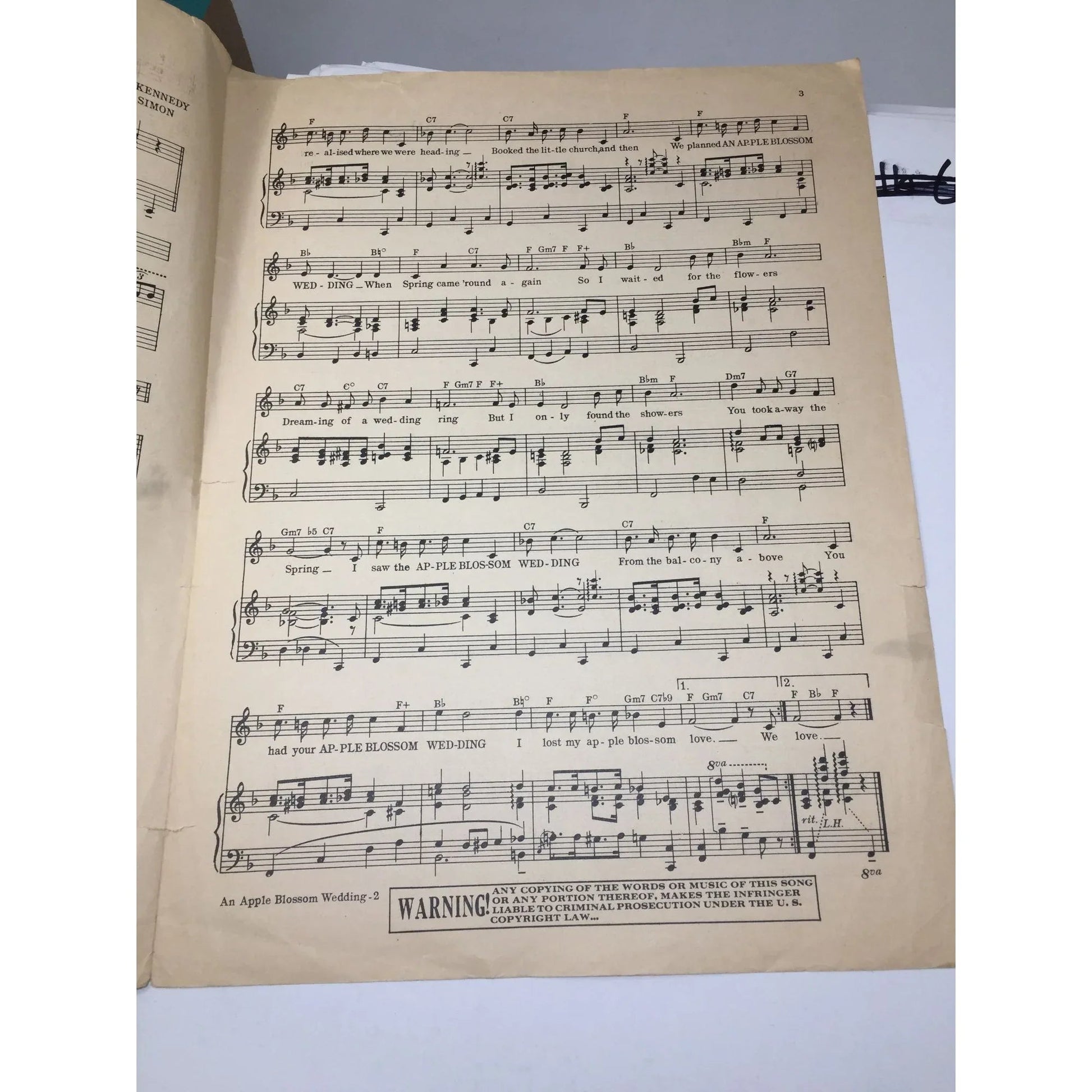 An Apple Blossom Wedding Vintage Sheet music - A+ Stuff - SHEET MUSIC - A+ Stuff