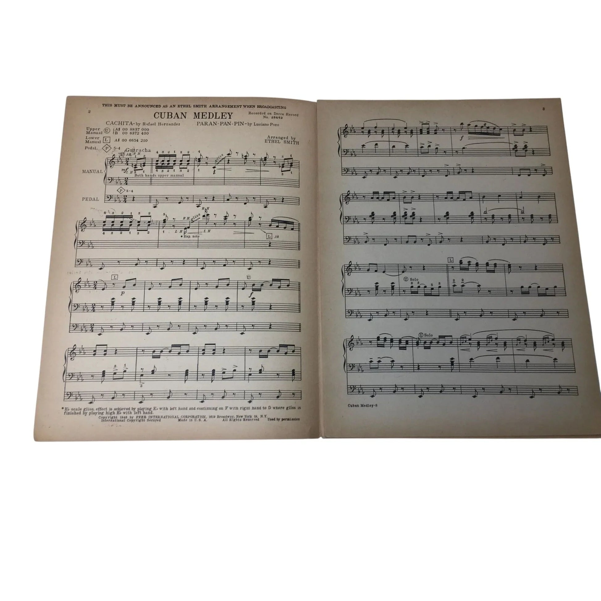 An Ethel Smith arrangement Cuban Medley for Hammond organ - A+ Stuff - SHEET MUSIC - A+ Stuff