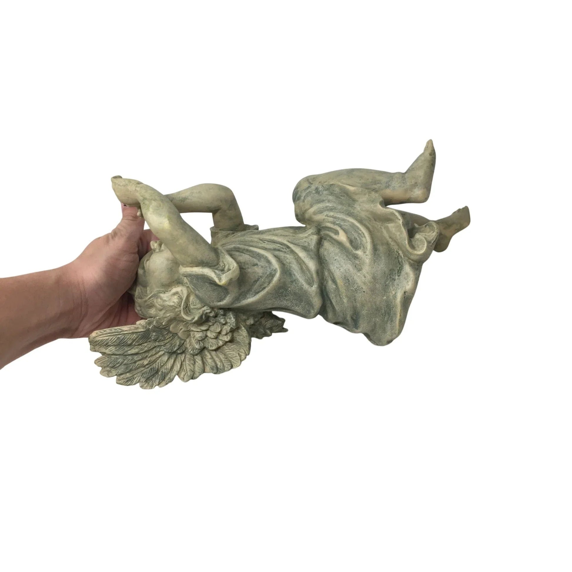 Angel Cherub Shelf Sitter Figurine Sculpture Playing a Metal Trumpet - A+ Stuff - Figurines - A+ Stuff