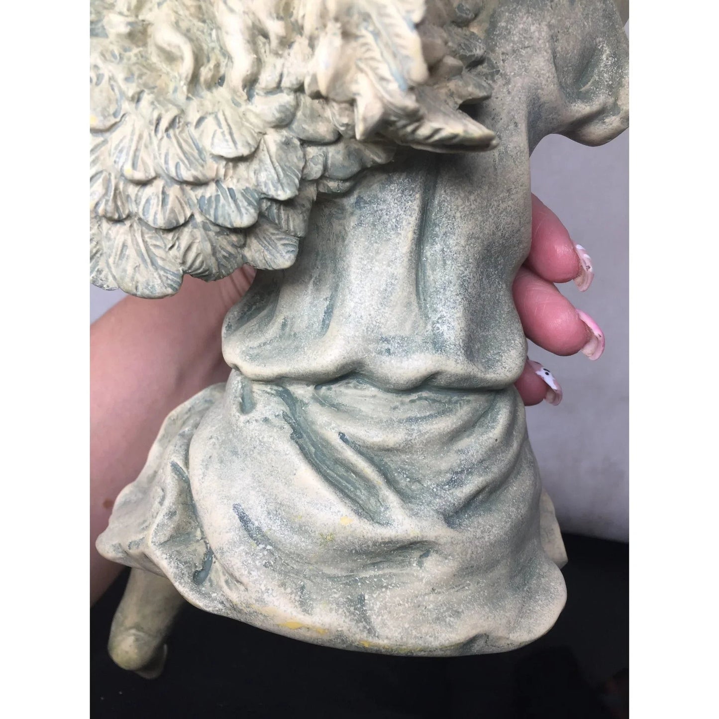 Angel Cherub Shelf Sitter Figurine Sculpture Playing a Metal Trumpet - A+ Stuff - Figurines - A+ Stuff