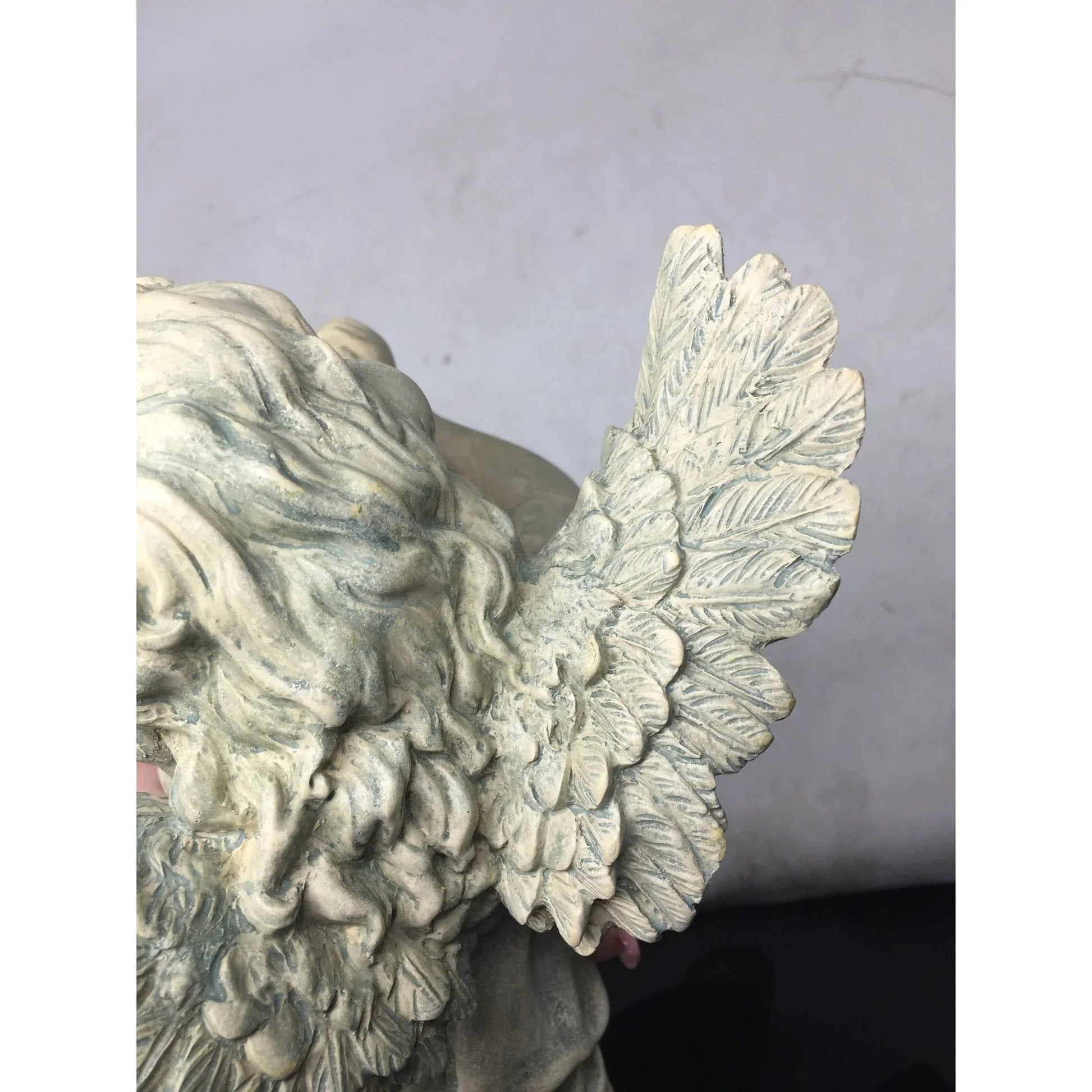 Angel Cherub Shelf Sitter Figurine Sculpture Playing a Metal Trumpet - A+ Stuff - Figurines - A+ Stuff
