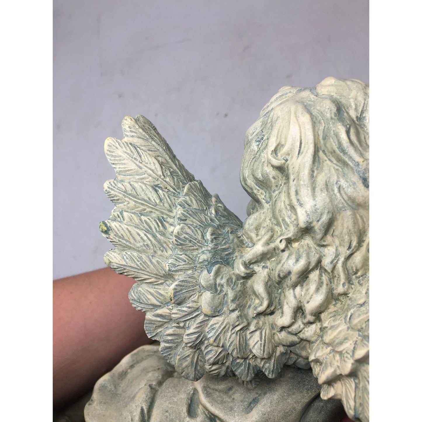 Angel Cherub Shelf Sitter Figurine Sculpture Playing a Metal Trumpet - A+ Stuff - Figurines - A+ Stuff