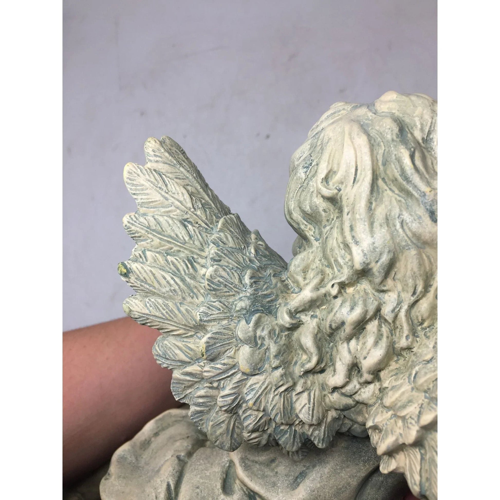 Angel Cherub Shelf Sitter Figurine Sculpture Playing a Metal Trumpet - A+ Stuff - Figurines - A+ Stuff