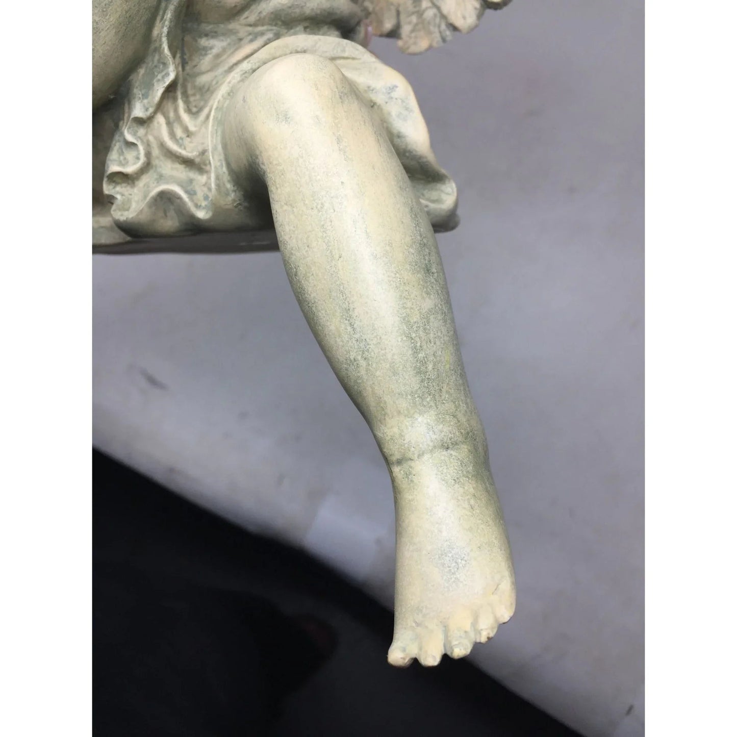 Angel Cherub Shelf Sitter Figurine Sculpture Playing a Metal Trumpet - A+ Stuff - Figurines - A+ Stuff