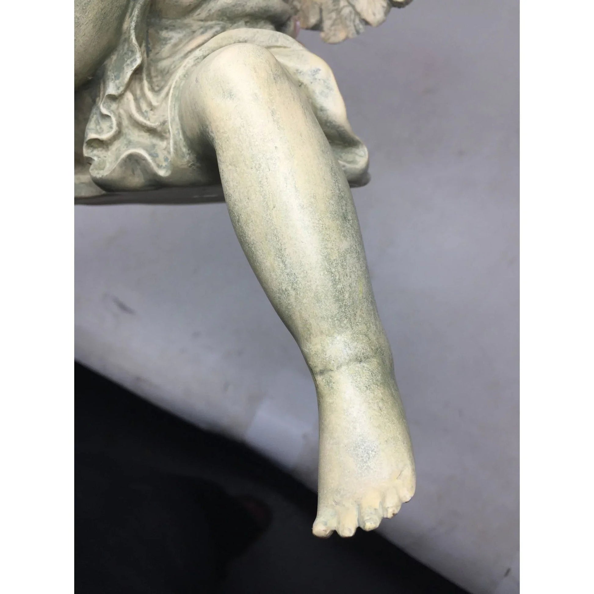 Angel Cherub Shelf Sitter Figurine Sculpture Playing a Metal Trumpet - A+ Stuff - Figurines - A+ Stuff