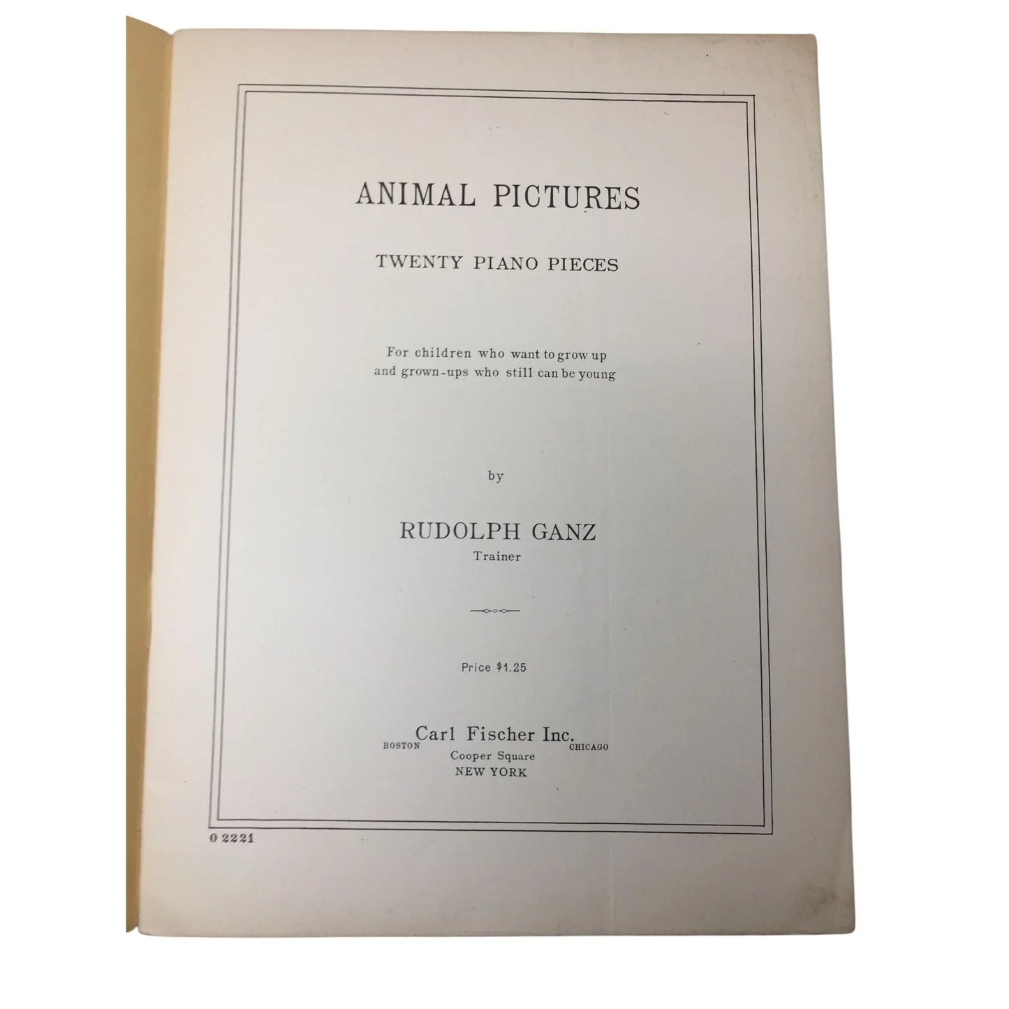 ''Animal Pictures'' Twenty Piano Pieces by Rudolph Ganz - A+ Stuff - SHEET MUSIC - A+ Stuff