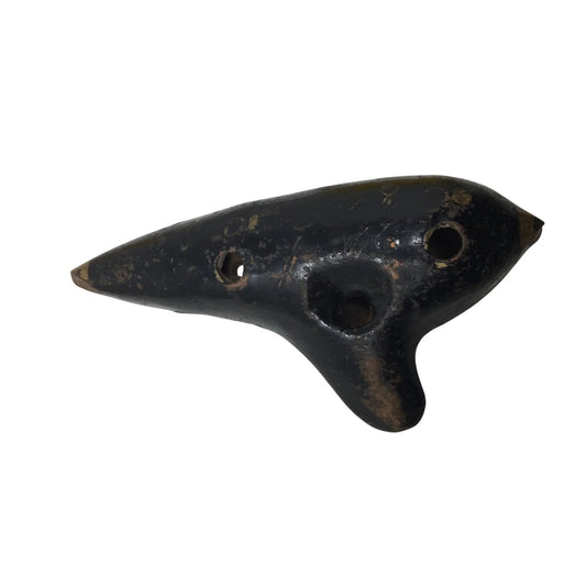 Antique Black and Gold Ocarina Musical Instrument with holes in it - A+ Stuff - Collectibles - A+ Stuff