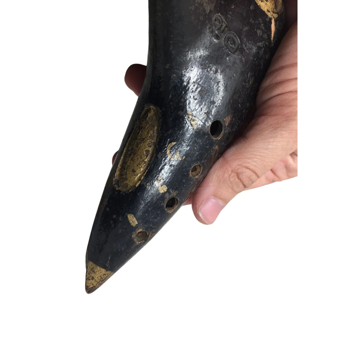 Antique Black and Gold Ocarina Musical Instrument with holes in it - A+ Stuff - Collectibles - A+ Stuff