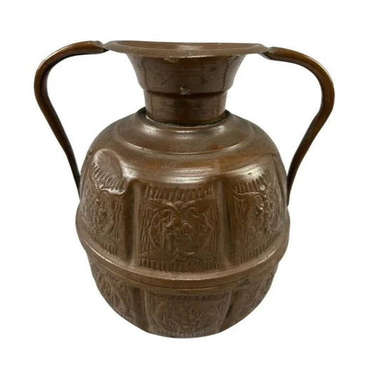 Antique Engraved Copper Jug Pitcher With Two Handles - A+ Stuff - Serving Pitchers & Carafes - A+ Stuff