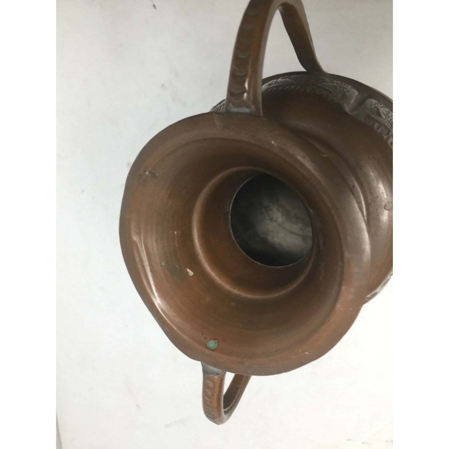 Antique Engraved Copper Jug Pitcher With Two Handles - A+ Stuff - Serving Pitchers & Carafes - A+ Stuff
