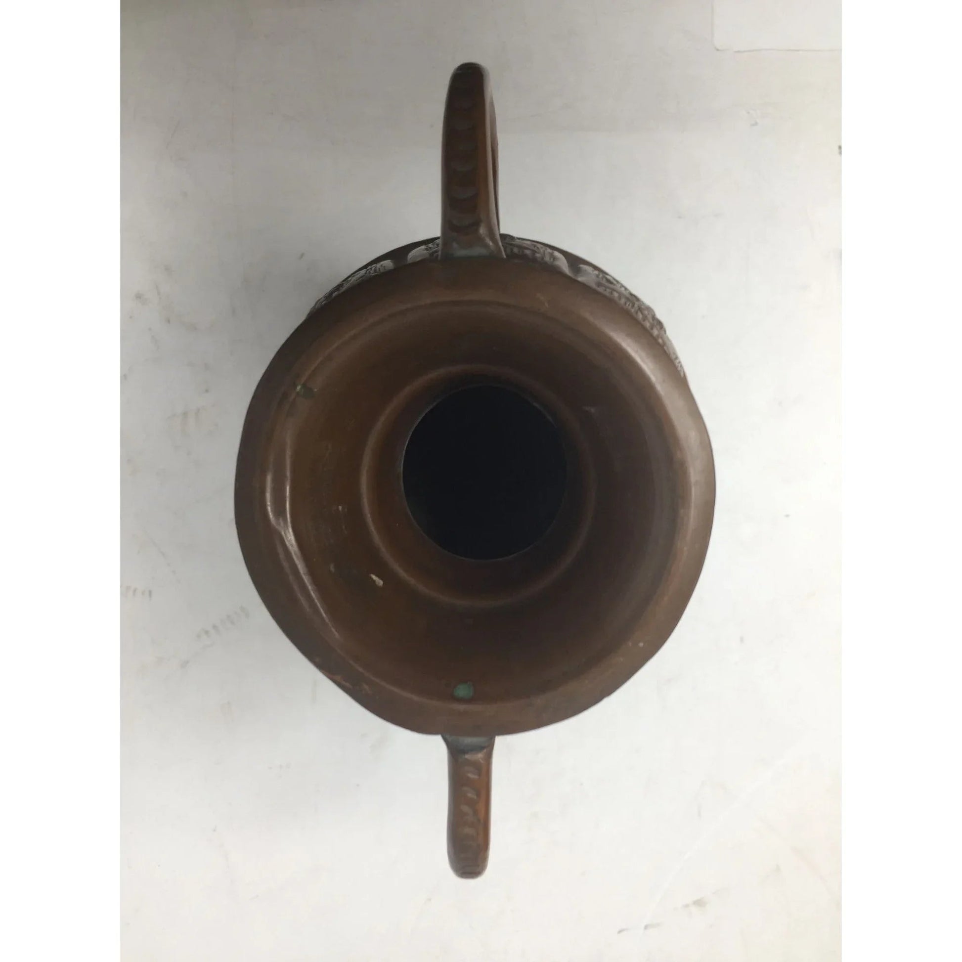 Antique Engraved Copper Jug Pitcher With Two Handles - A+ Stuff - Serving Pitchers & Carafes - A+ Stuff