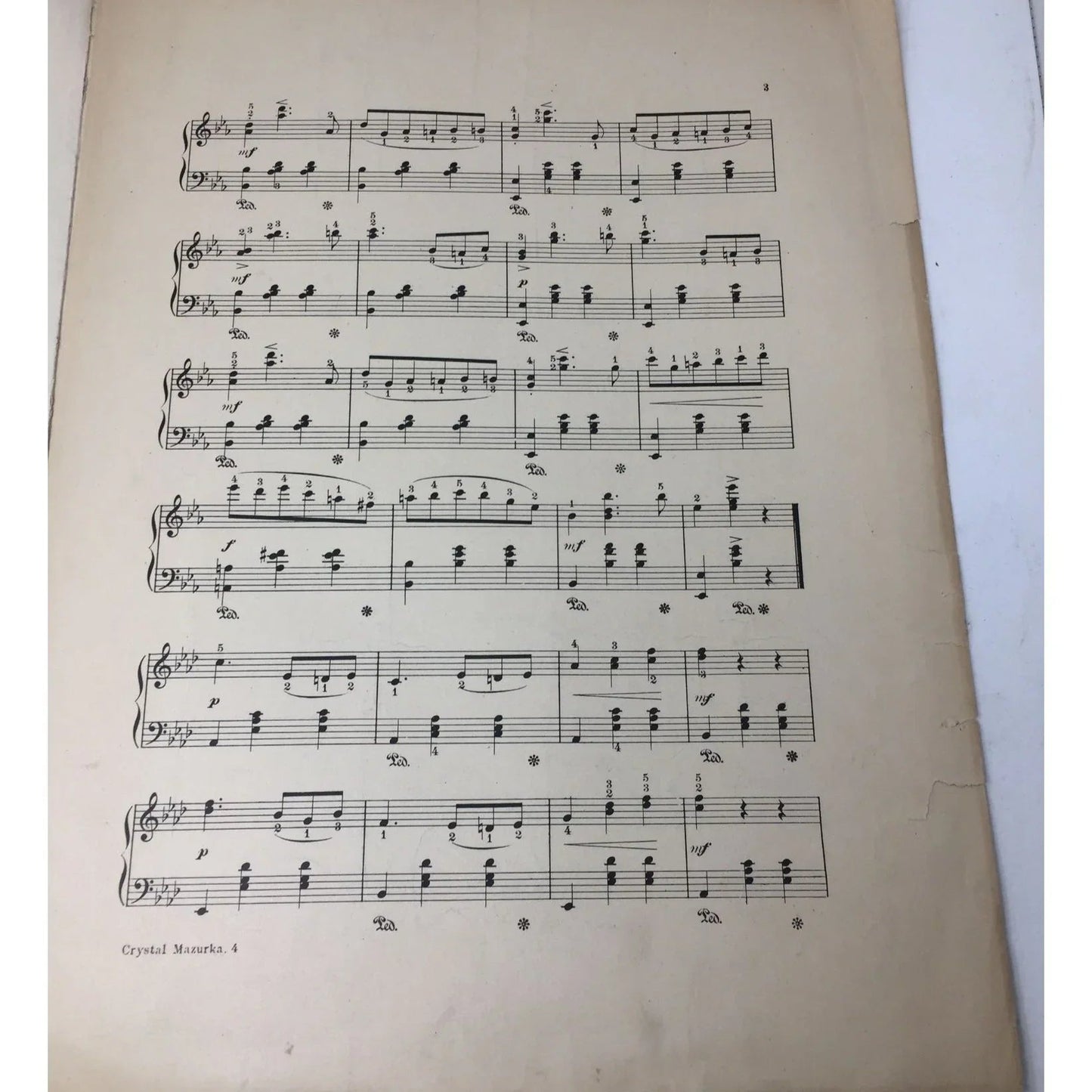 Antique Sheet Music Book - ''CRYSTAL MAZURKA BRILLIANTE'' - A+ Stuff - SHEET MUSIC - A+ Stuff