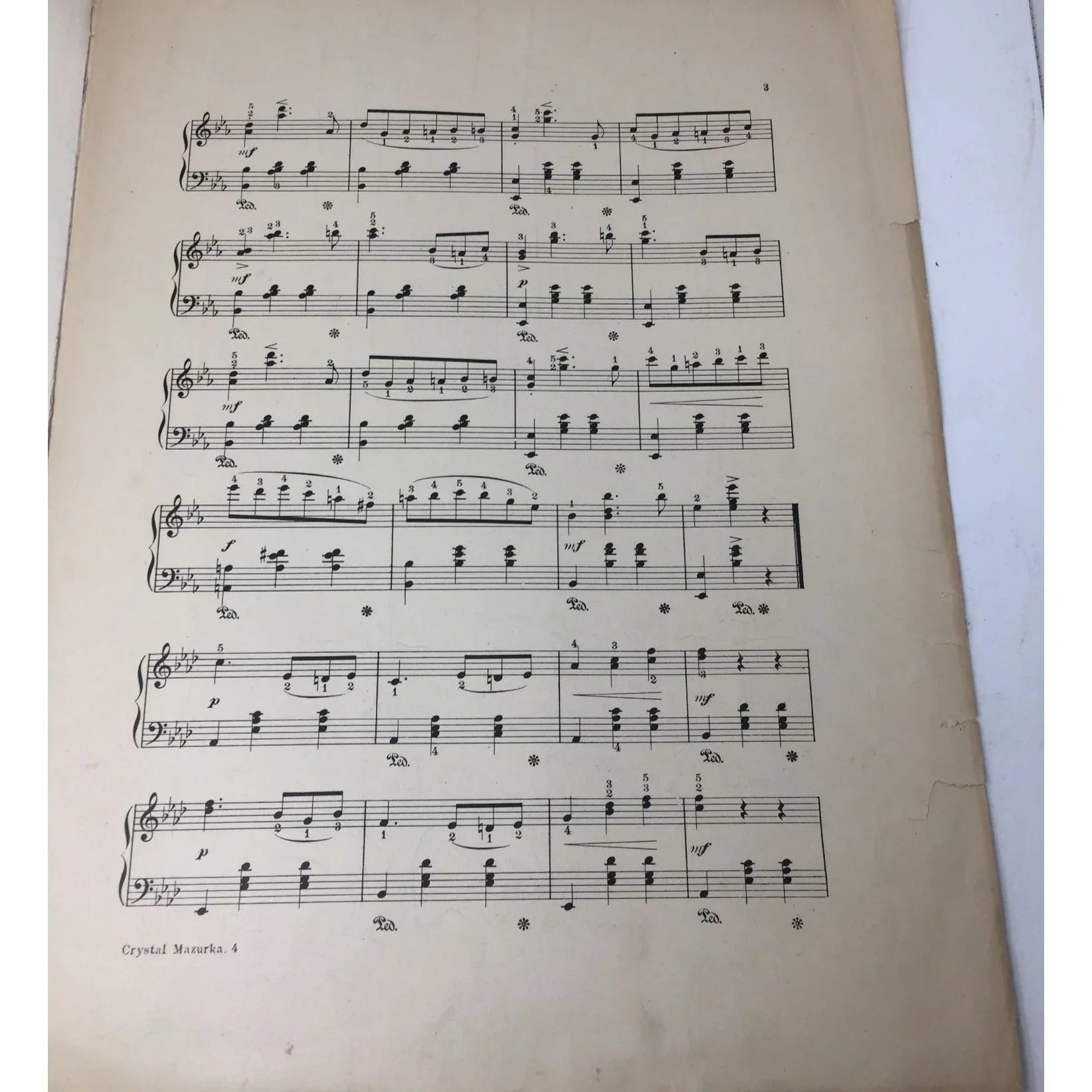 Antique Sheet Music Book - ''CRYSTAL MAZURKA BRILLIANTE'' - A+ Stuff - SHEET MUSIC - A+ Stuff