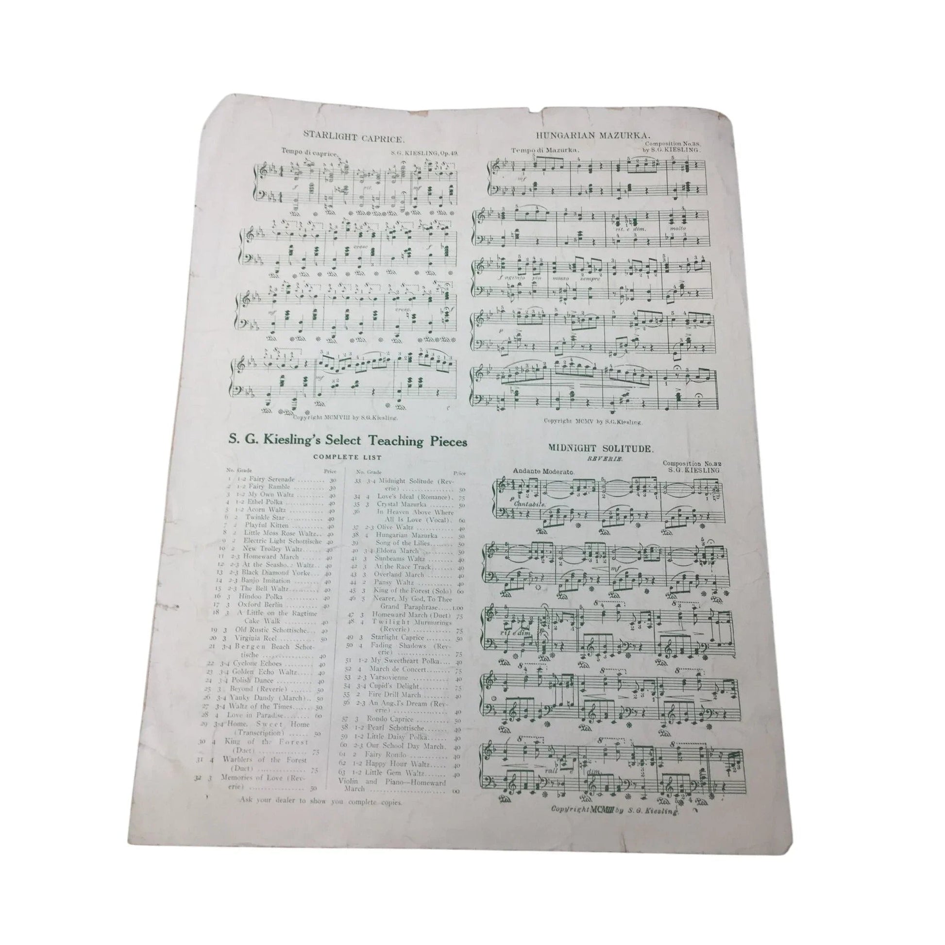 Antique Sheet Music Book - ''CRYSTAL MAZURKA BRILLIANTE'' - A+ Stuff - SHEET MUSIC - A+ Stuff