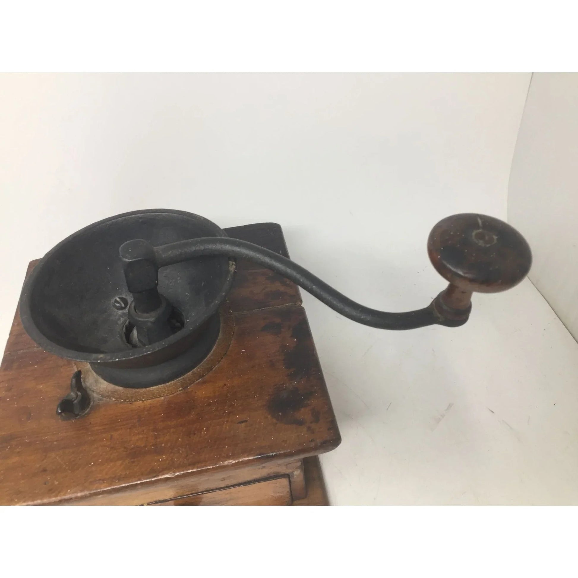 Antique Wood and Cast Iron Manuel Coffee Grinder - A+ Stuff - primitive kitchen tools - A+ Stuff