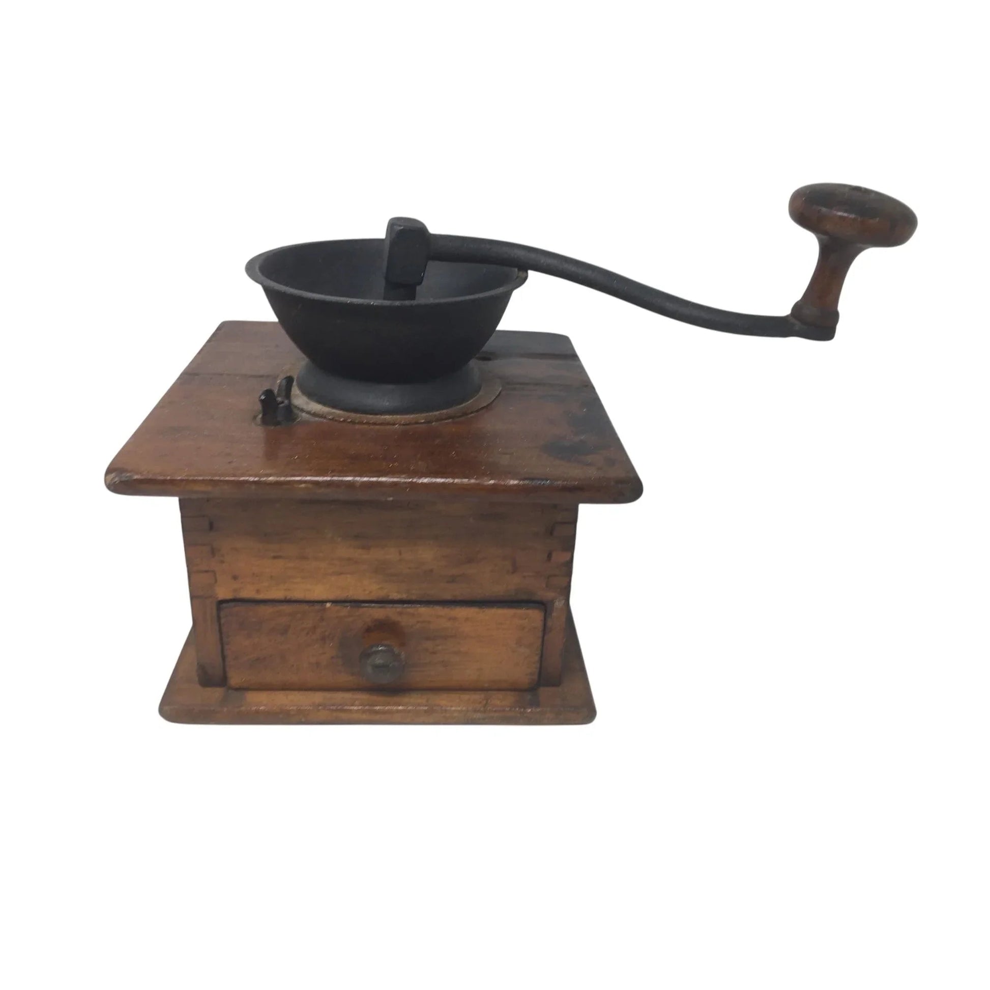 Antique Wood and Cast Iron Manuel Coffee Grinder - A+ Stuff - primitive kitchen tools - A+ Stuff