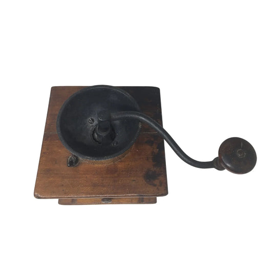 Antique Wood and Cast Iron Manuel Coffee Grinder - A+ Stuff - primitive kitchen tools - A+ Stuff