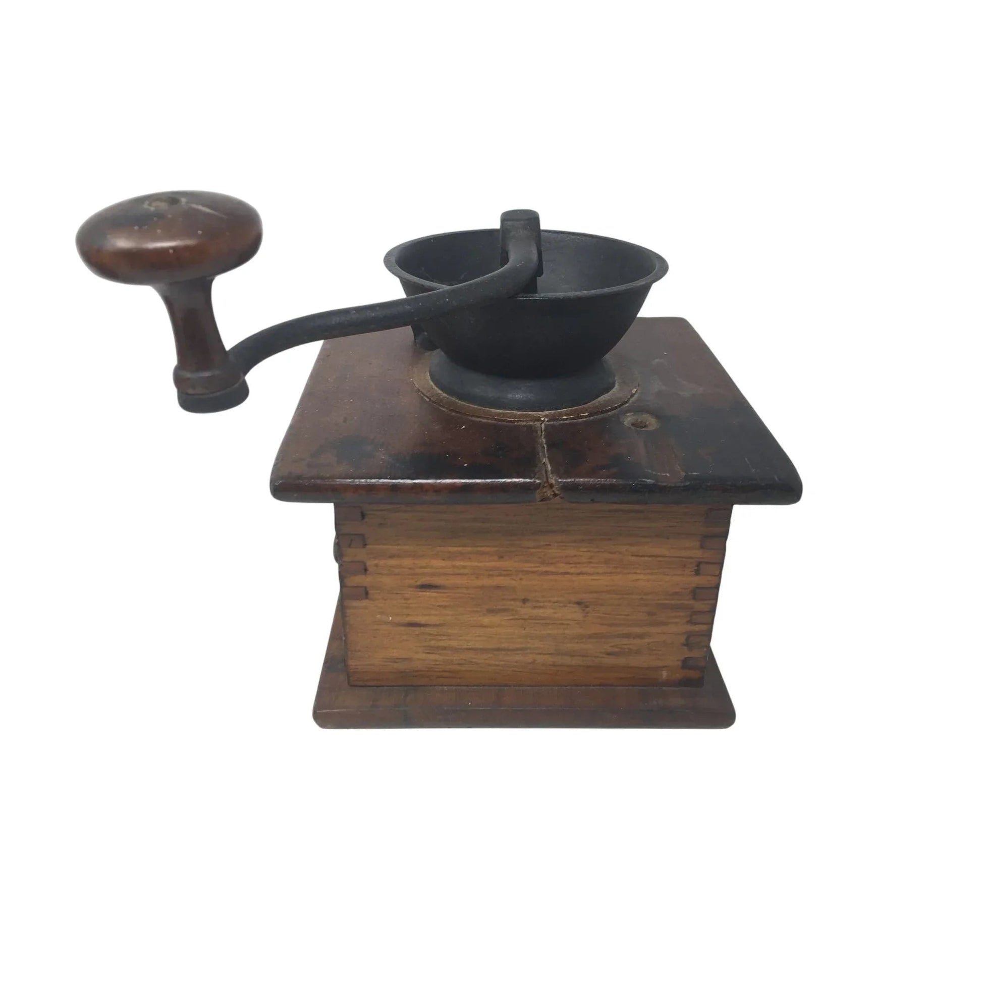 Antique Wood and Cast Iron Manuel Coffee Grinder - A+ Stuff - primitive kitchen tools - A+ Stuff