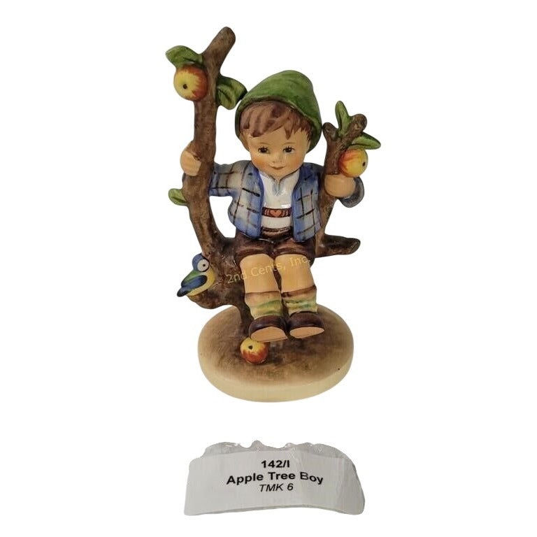 vintage Goebel Hummel "Apple Tree Boy" porcelain figurine (Model #142). A+ Stuff  A+ Stuff Figurines