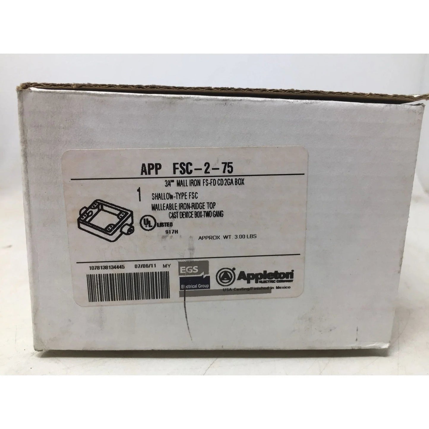 Appleton® UNILETS™ FSC275 Type FSC Heavy Duty Shallow Device Box With Internal Ground Screw, Malleable Iron, 32 cu - in Capacity, 2 Gangs, 2 O - Appleton - Tools - A+ Stuff