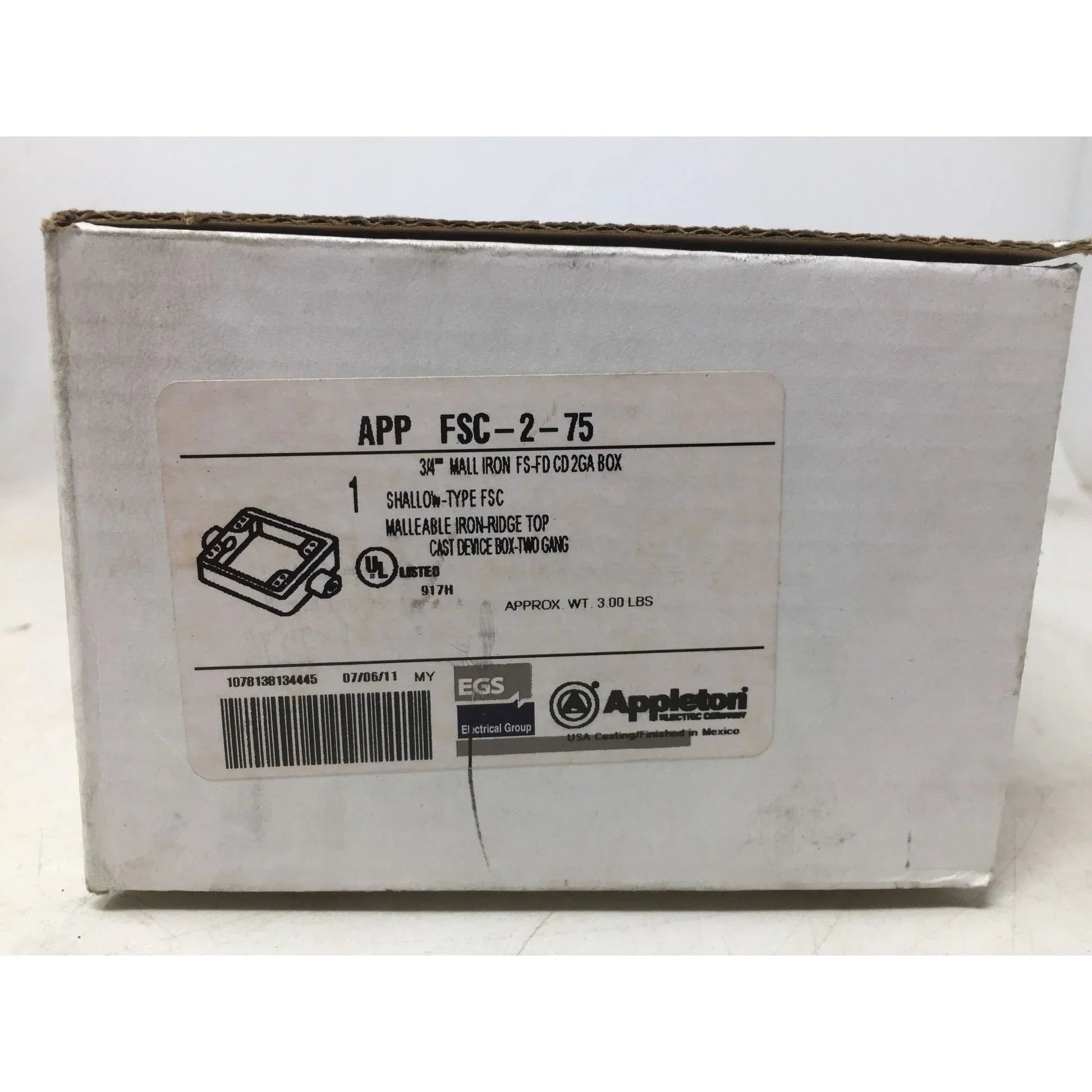 Appleton® UNILETS™ FSC275 Type FSC Heavy Duty Shallow Device Box With Internal Ground Screw, Malleable Iron, 32 cu - in Capacity, 2 Gangs, 2 O - Appleton - Tools - A+ Stuff
