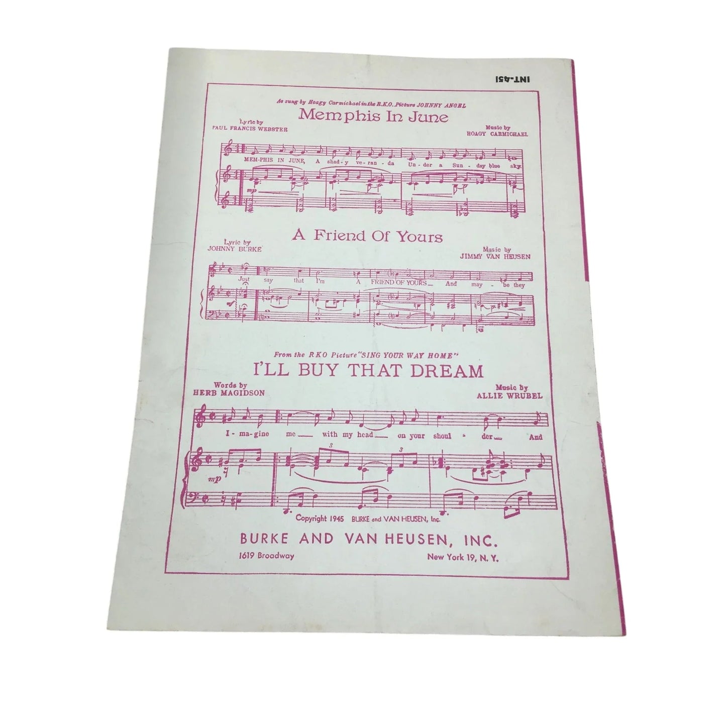 ''Aren't You Glad You're You'' by Johnny Burke and Jimmy Van Heusen - A+ Stuff - SHEET MUSIC - A+ Stuff