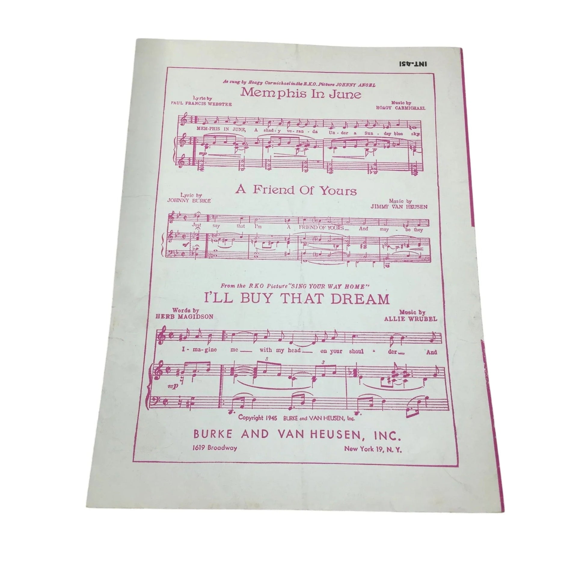''Aren't You Glad You're You'' by Johnny Burke and Jimmy Van Heusen - A+ Stuff - SHEET MUSIC - A+ Stuff