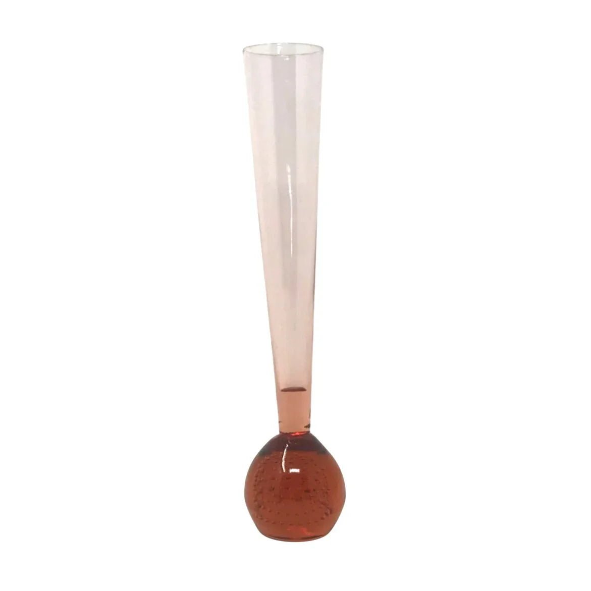 Aseda (Sweden) Pink / Rose Bulb Bottom Controlled Bubble Art Glass Vase 10" - Aseda Glasbruk - art glass vase - A+ Stuff