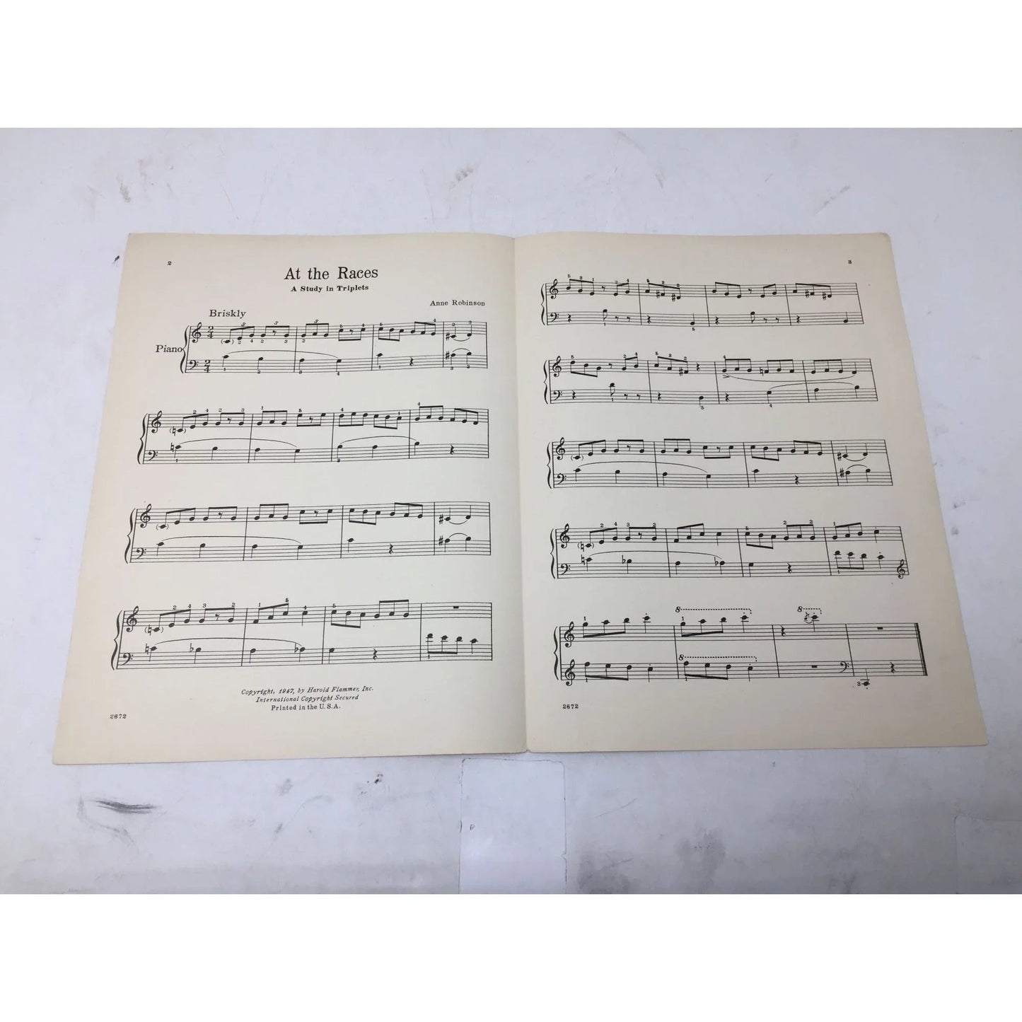 ''AT THE RACES'' Piano Solo by Anne Robinson Vintage Sheet music - A+ Stuff - sheet music - A+ Stuff