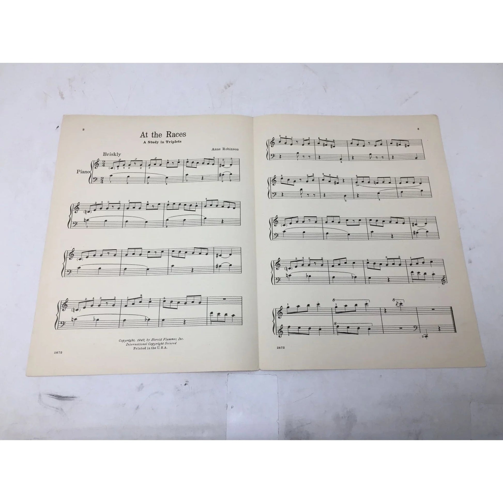 ''AT THE RACES'' Piano Solo by Anne Robinson Vintage Sheet music - A+ Stuff - sheet music - A+ Stuff