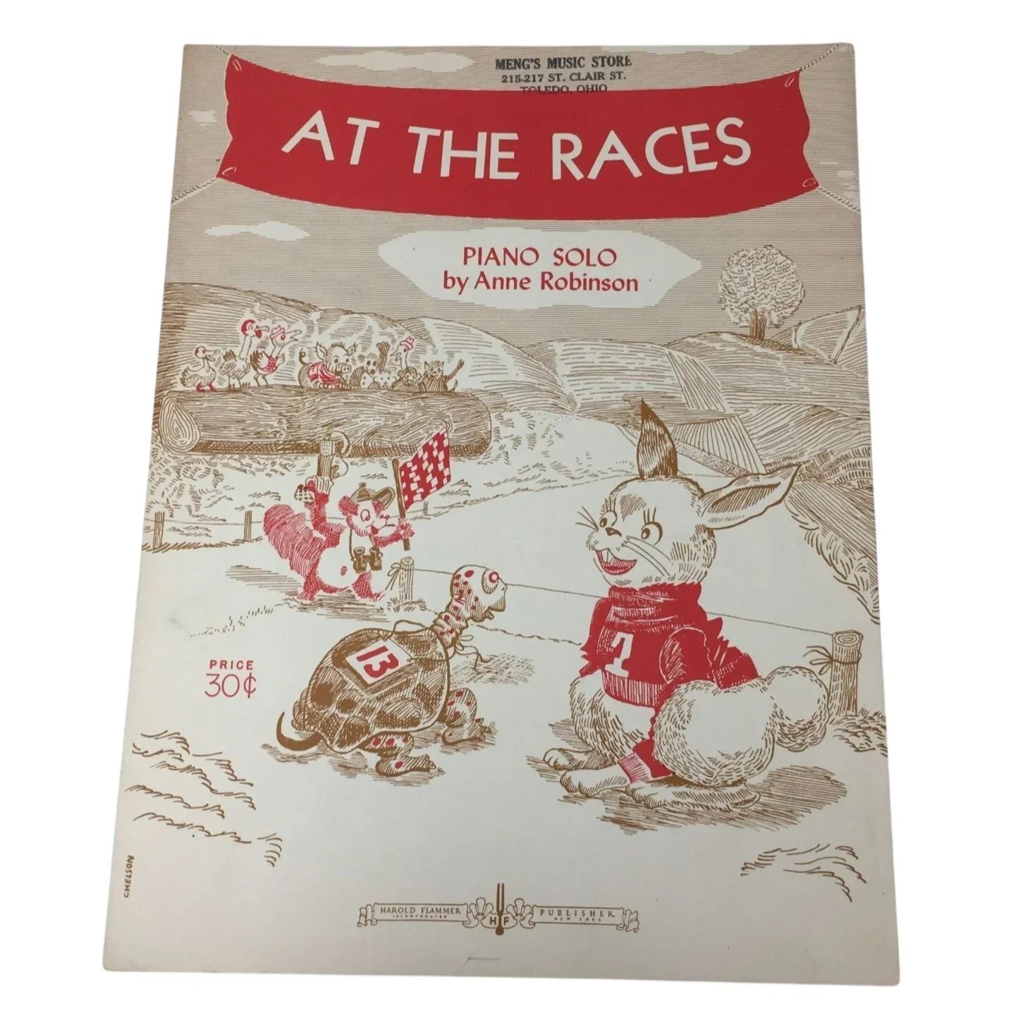 ''AT THE RACES'' Piano Solo by Anne Robinson Vintage Sheet music - A+ Stuff - sheet music - A+ Stuff