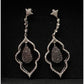 Black Diamond Cluster Leaf Dangle Earrings