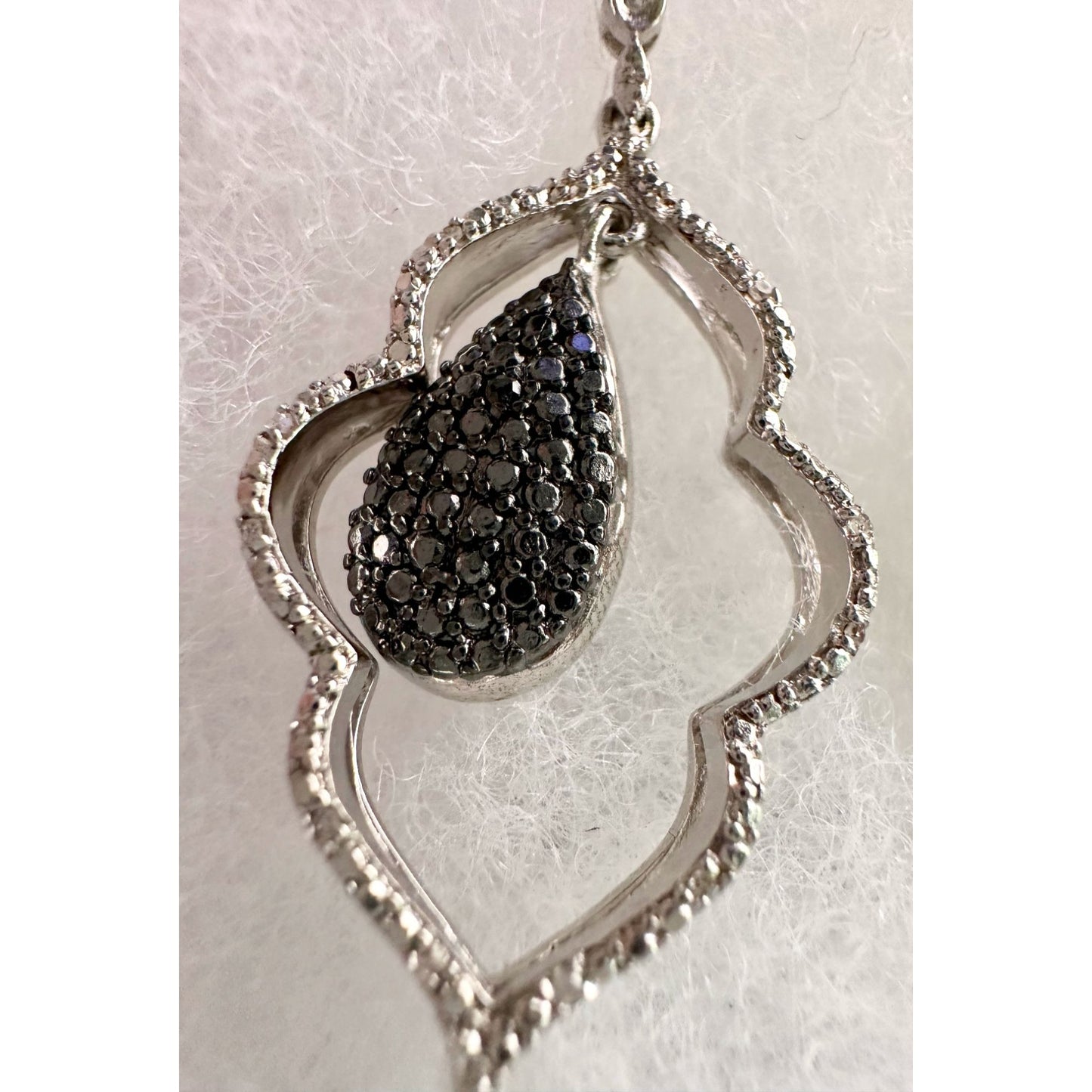 Black Diamond Cluster Leaf Dangle Earrings