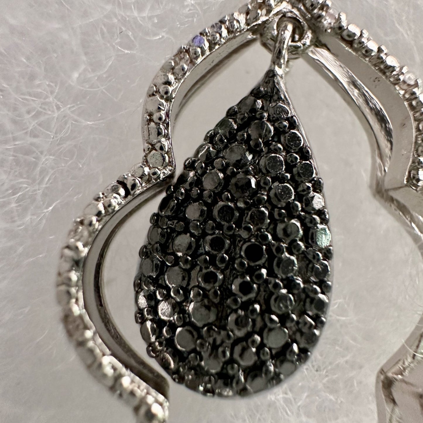 Black Diamond Cluster Leaf Dangle Earrings