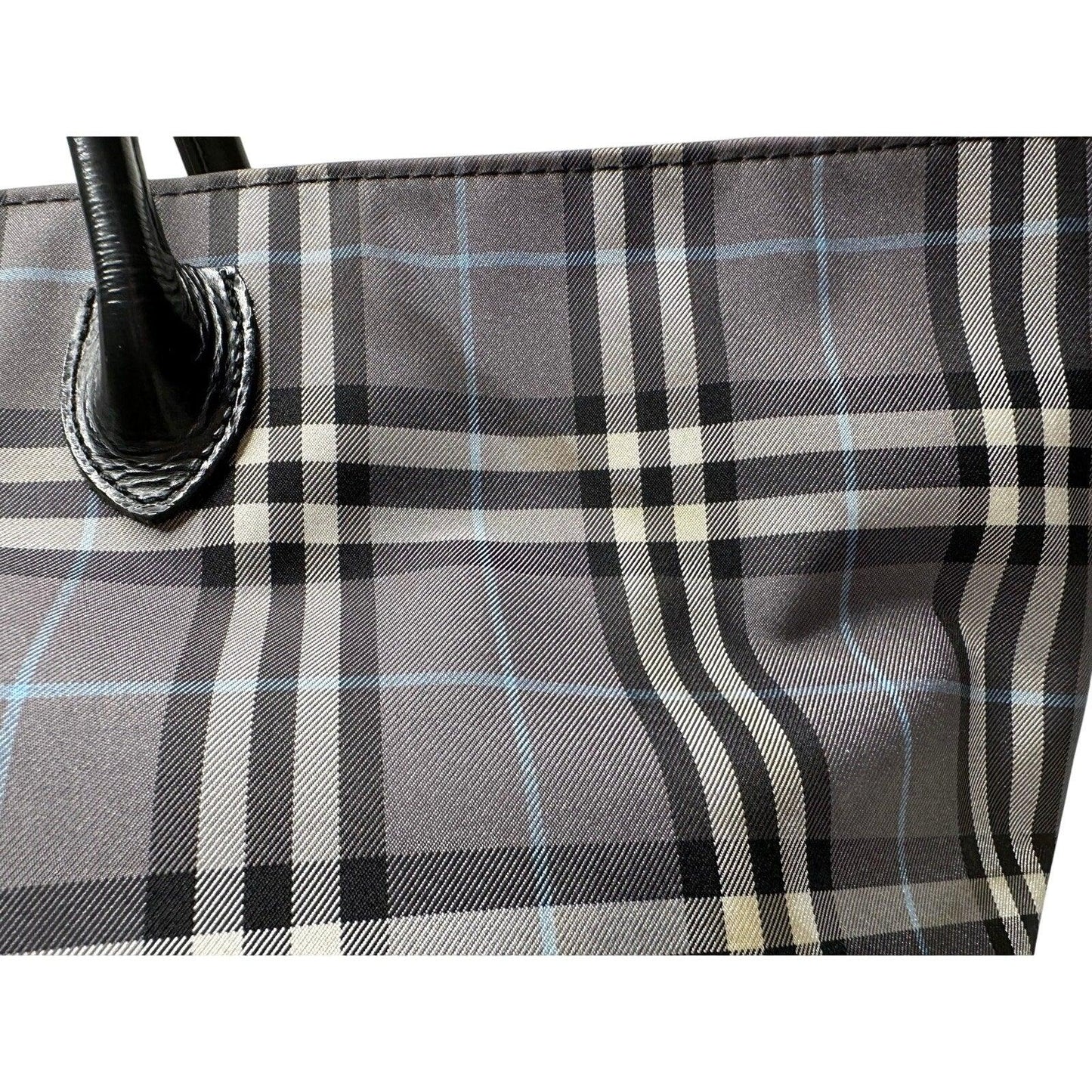 Autre Marque Burberrys London Gray Nova Check Blue Label NylonTote Bag - Burberry - Designer Bag - A+ Stuff