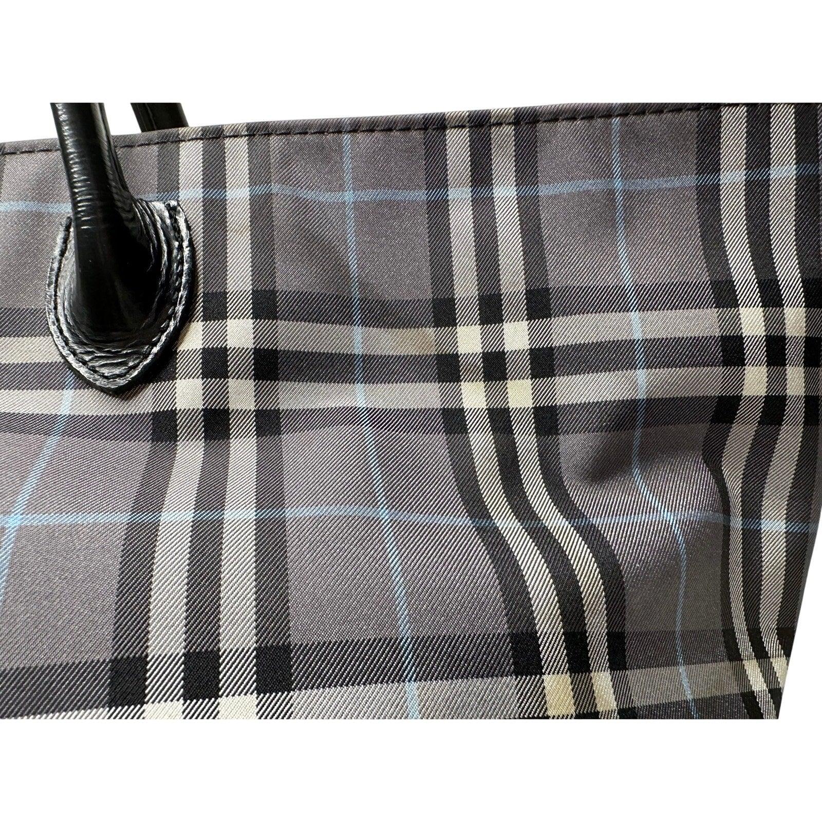 Autre Marque Burberrys London Gray Nova Check Blue Label NylonTote Bag - Burberry - Designer Bag - A+ Stuff