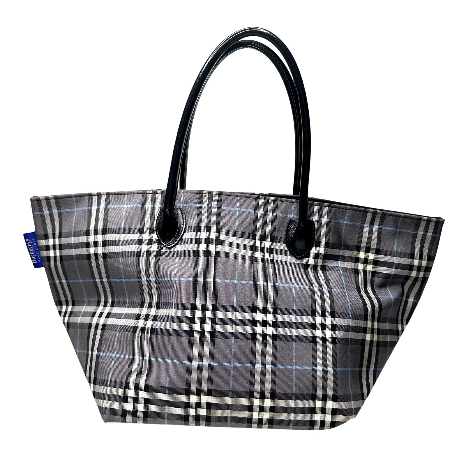 Autre Marque Burberrys London Gray Nova Check Blue Label NylonTote Bag - Burberry - Designer Bag - A+ Stuff