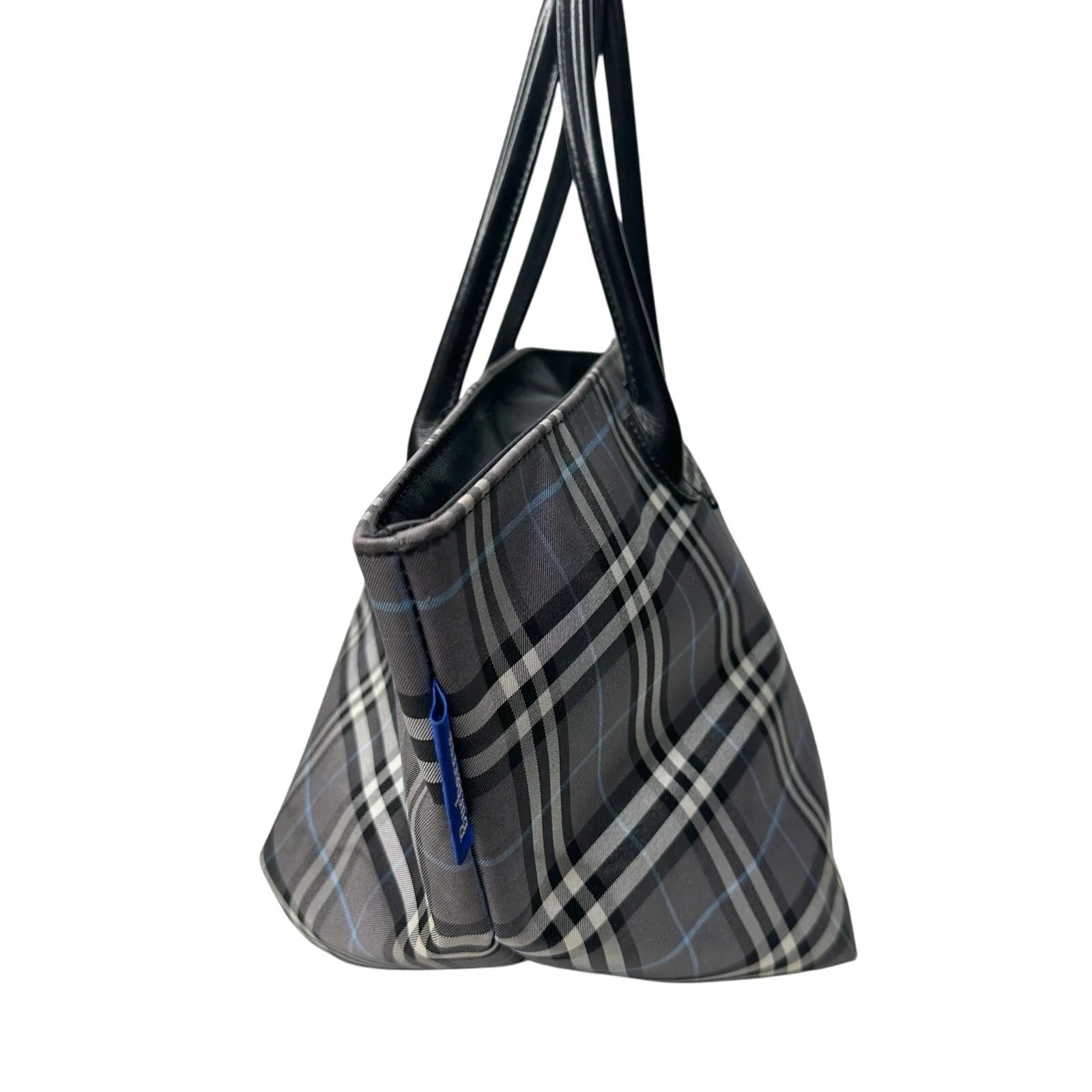 Autre Marque Burberrys London Gray Nova Check Blue Label NylonTote Bag - Burberry - Designer Bag - A+ Stuff