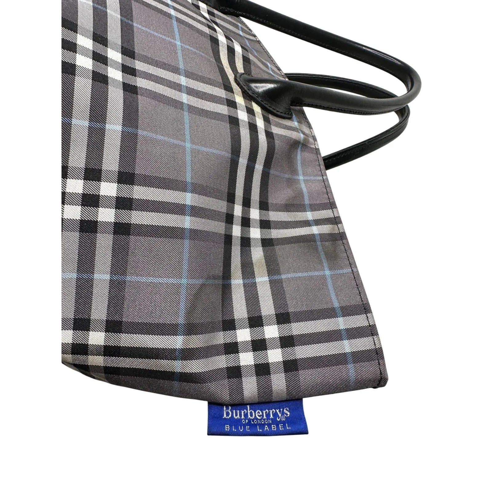 Autre Marque Burberrys London Gray Nova Check Blue Label NylonTote Bag - Burberry - Designer Bag - A+ Stuff