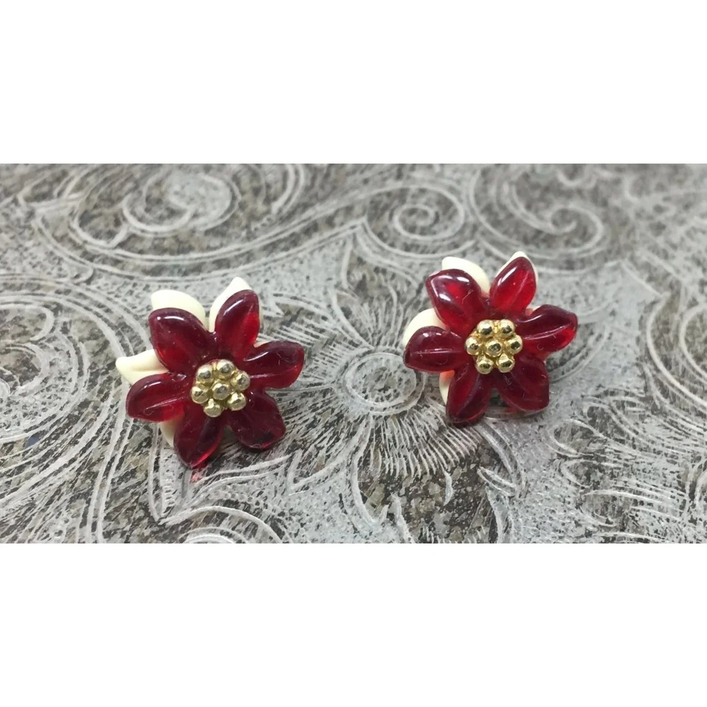 AVON Women's Red and White Flower Stud Earrings - avon - Earrings - A+ Stuff