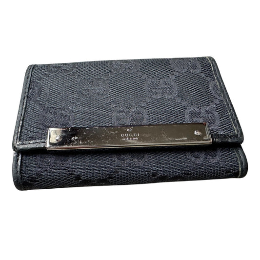Gucci Black GG Canvas and Leather Trifold Key Holder (6 Keys)