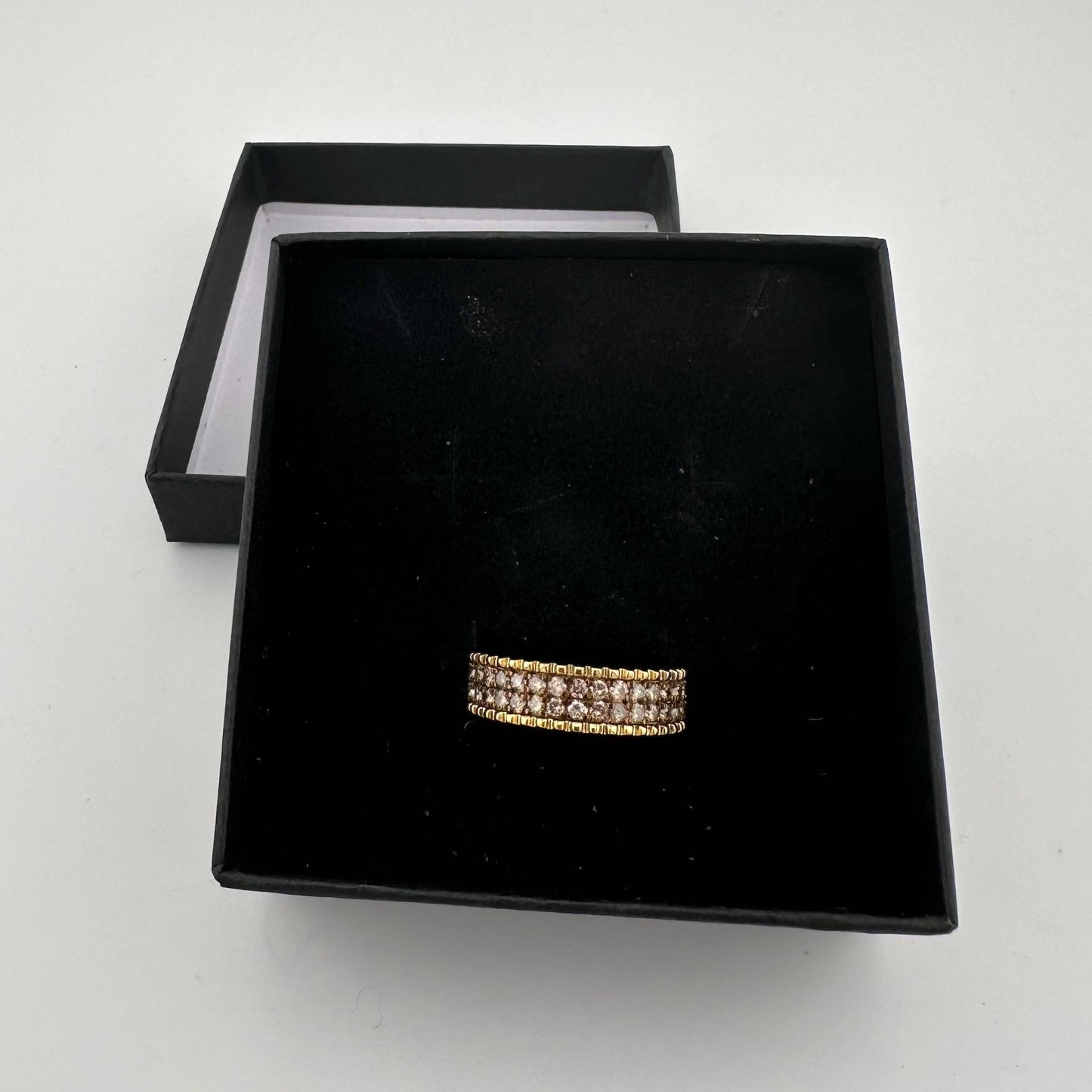 Beautiful 3/4 Ct Diamond 2 row Anniversary Ring 14kt Gold Overlaying .925 Sterling Silver