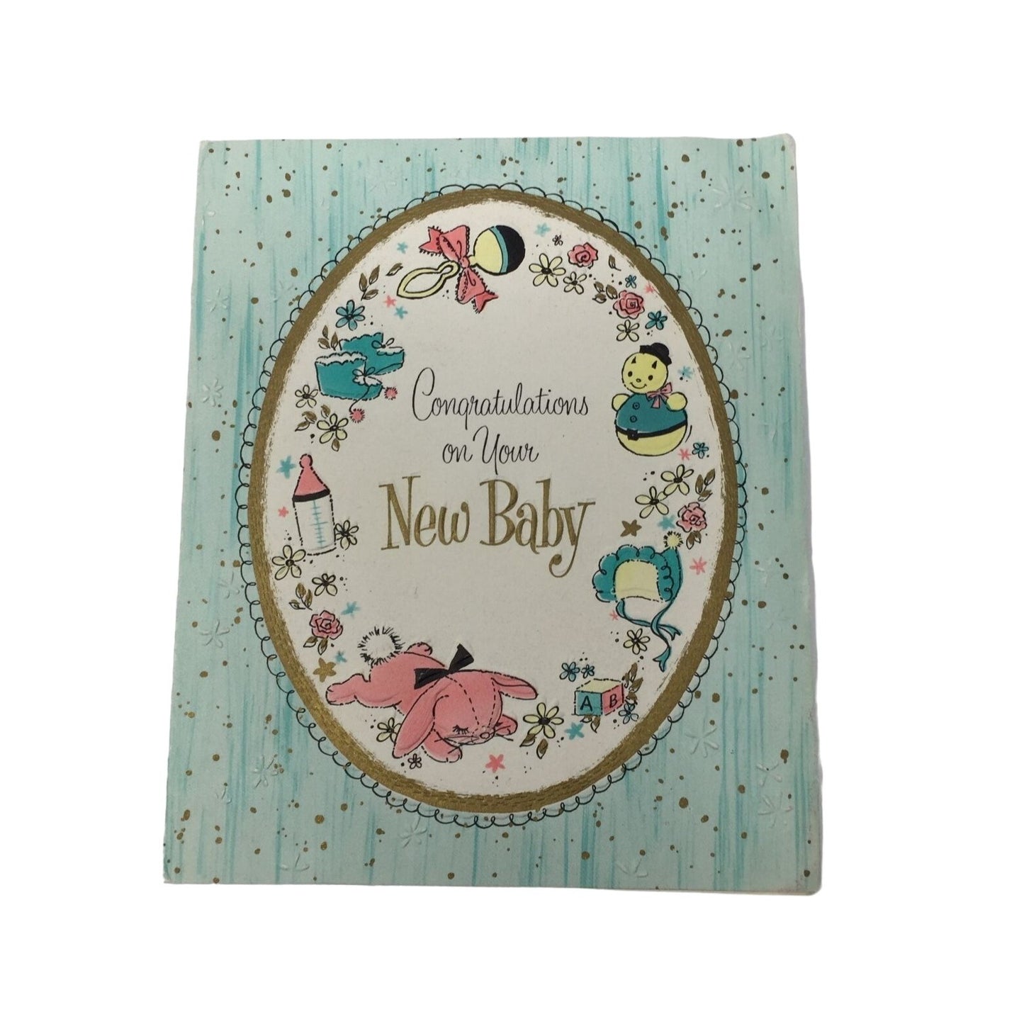 "Congratulations on your New Baby" Vintage Card with Handwritten Note inside