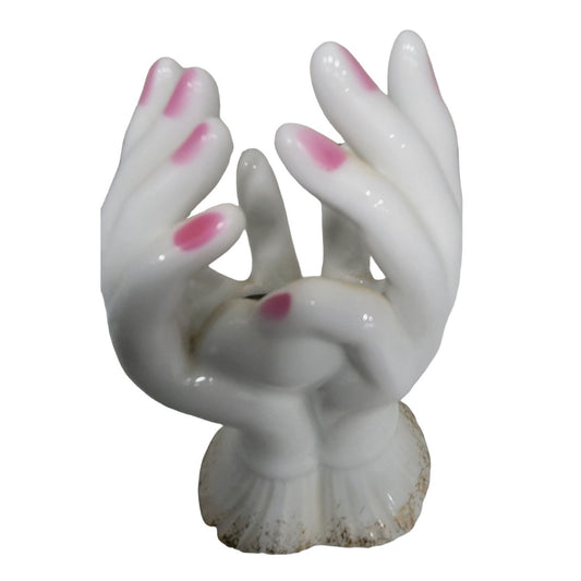 Porcelain Hands that would hold Jewelry, Trinkets, Flowers -  Flowers at Wrist Gold Accents Mid-century Lefton China