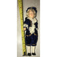 Vintage Collectible Pair of Colonial Times Dolls Wearing Blue/White Velvet Dresses